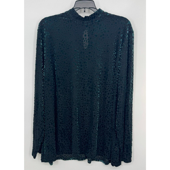 Lane Bryant Womens Animal Print Velvet Blouse Long Sleeve Size 22/24 Green NWT - Picture 1 of 5